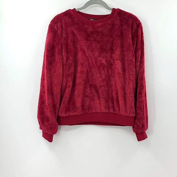 love J Sweaters - Love J maroon red fuzzy sweater. Size xl